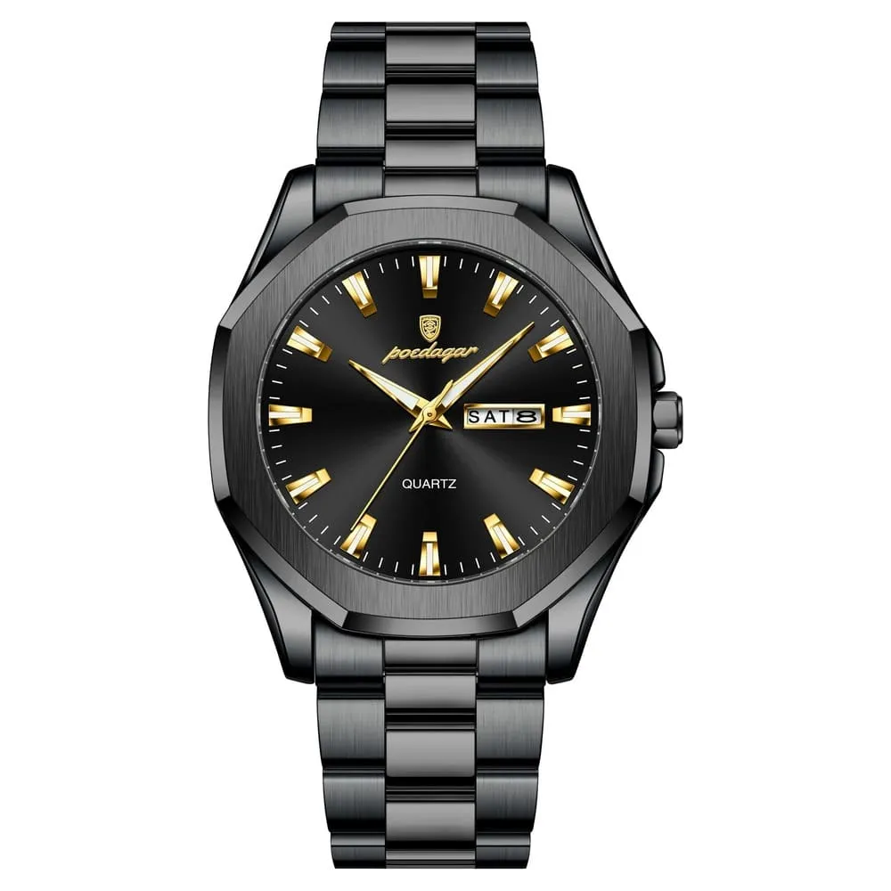 POEDAGAR 875 Minimalist Casual Stainless Steel Watch color: Black