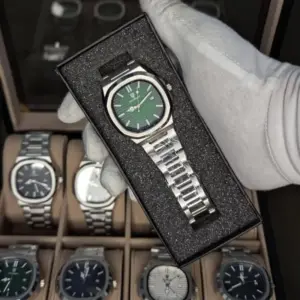 POEDAGAR High Quality 613 Men’s Watch Quartz Silver And Green (3 Year Warranty)