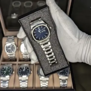 POEDAGAR High Quality 613 Men’s Watch Quartz Silver And Deep Blue (3 Year Warranty)