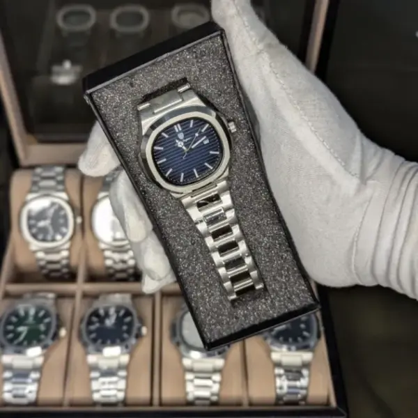 POEDAGAR High Quality 613 Men’s Watch Quartz Silver And Deep Blue (3 Year Warranty)
