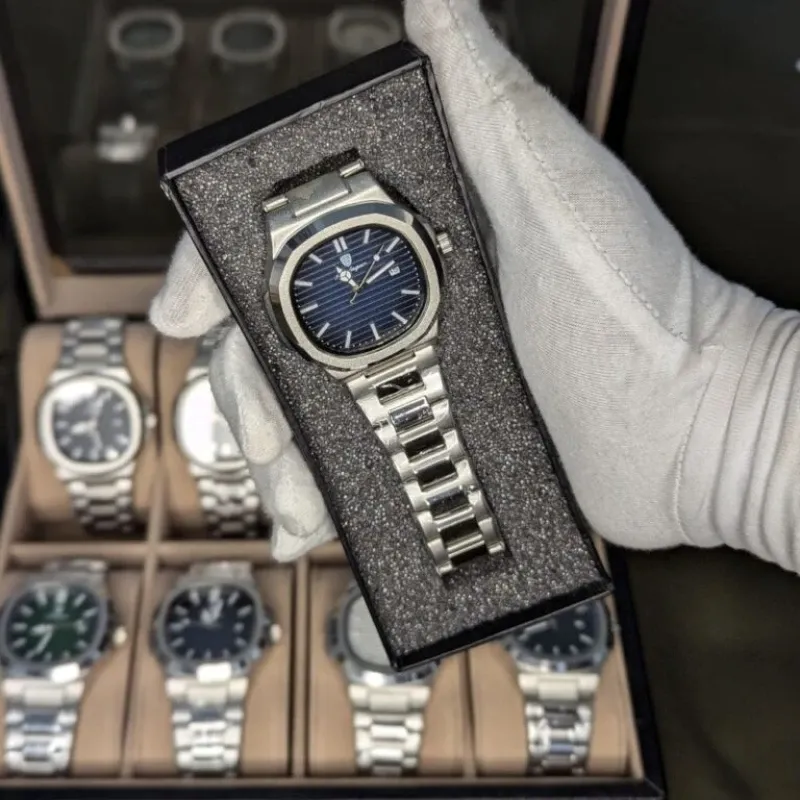 POEDAGAR High Quality 613 Men’s Watch Quartz Silver And Deep Blue (3 Year Warranty)